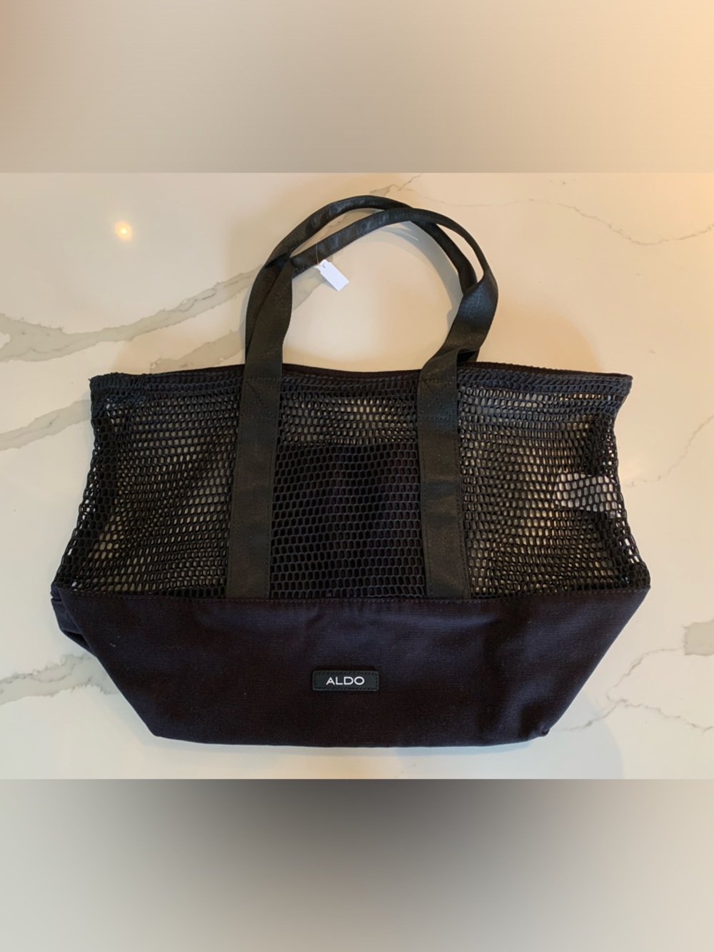 ALDO Black Mesh and Canvas Tote